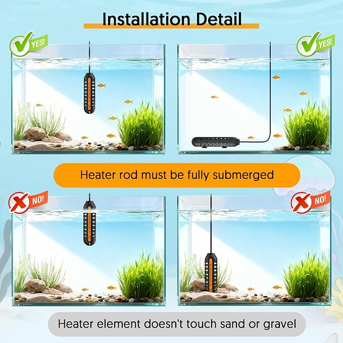 QZQ Aquarium Heater, 25W Adjustable Fish Tank Heater with Digital Display, External Temperature Controller, Submersible Turtle Tank Heater for 3-5 Gallon Tanks