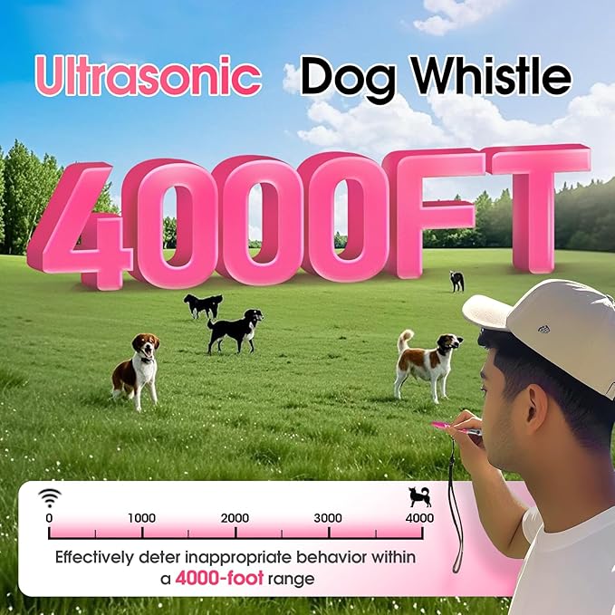 KIVORA 4 Pack Dog Whistle to Stop Barking Neighbors Dog,304 Stainless Steel Adjustable Ultrasonic Silent Dog Training Whistle for Recall & Bark Control,Professional Whistle Suitable for All Dogs(pink)