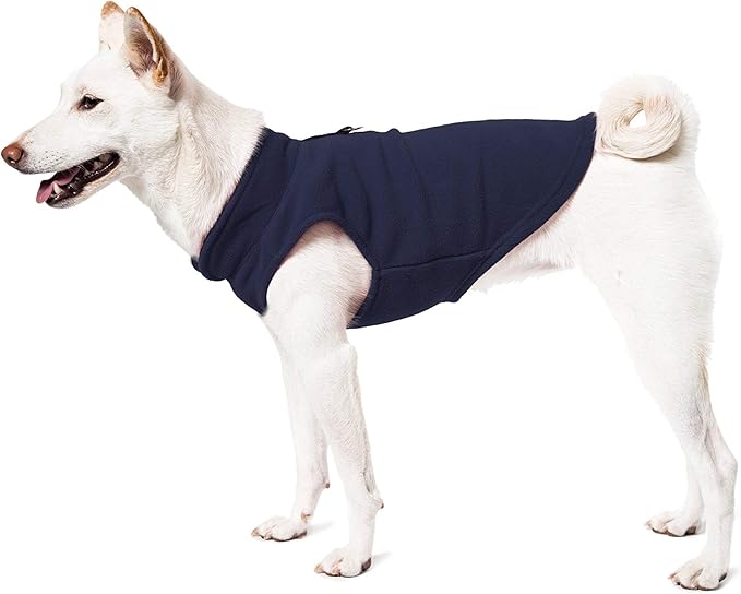 Gooby Fleece Vest Dog Sweater - Lavender, Large - Warm Pullover Fleece Dog Jacket with O-Ring Leash for Small to Medium Dogs