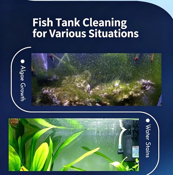 Magnetic Aquarium Glass Cleaner | Dual-Sided Cleaning Brush, Scratch-Free Tool, 0.2-0.31 inch Glass, Multiple Colors Available