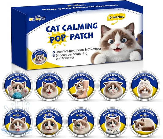Cat Calming Pheromone Diffuser Patches (4-Bead), Portable Calming Support for Carrier,Car Travel,Vet Visits, Long-Lasting 48H Effect (10-Pack)
