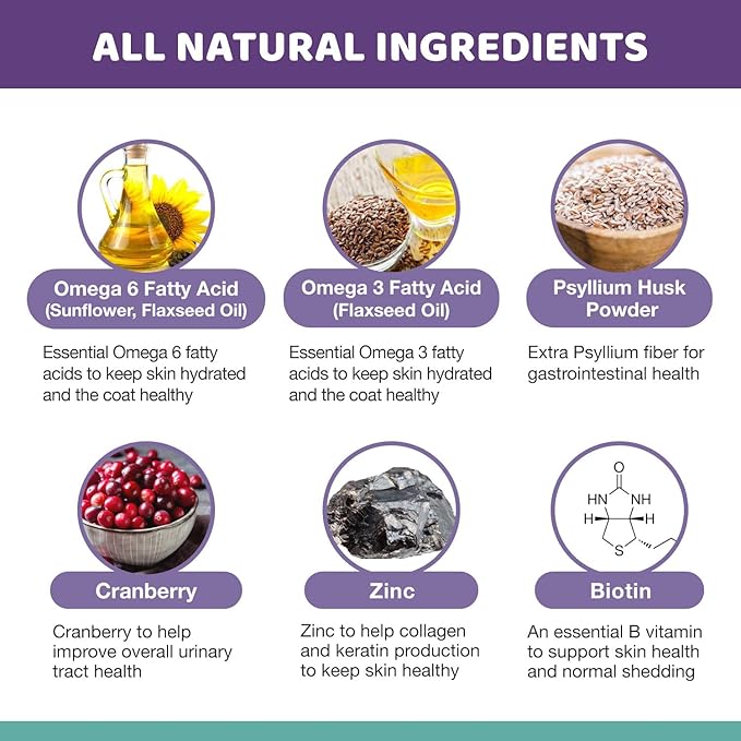 Natural Hairball Control Chews for Cats – Hairball Remedy & Aid with Omega 3 6 Fatty Acids, Zinc, Biotin, Cranberry, and Fiber. Promotes Skin & Coat, Digestive, Urinary Health. 30ct