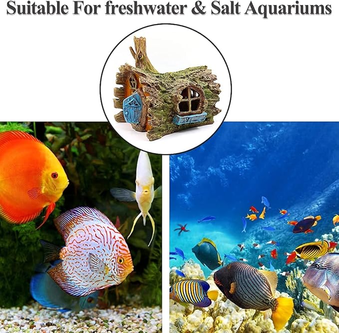 fazhongfa Fish Tank Decorations Betta House Hide Cave Aquarium Ornament Small and Medium Fish Accessories Fish Resin Toys Hideouts Aquarium Backgrounds