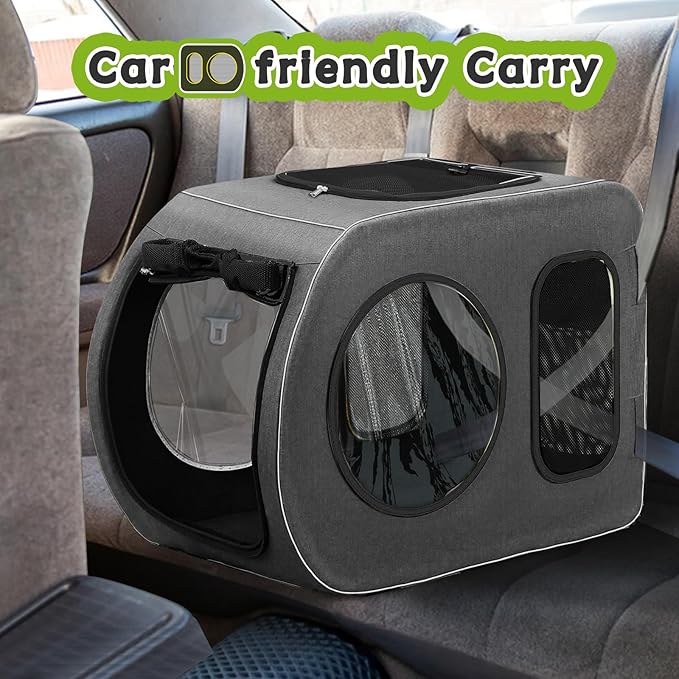 Saudism Large Dog Stroller for Medium Dogs，Pet Stroller for 2 Small Dogs, Foldable Jogger Wagon with Detachable Carrier for Car Seat, Adjustable Handle, Up to 90 lbs, Gray