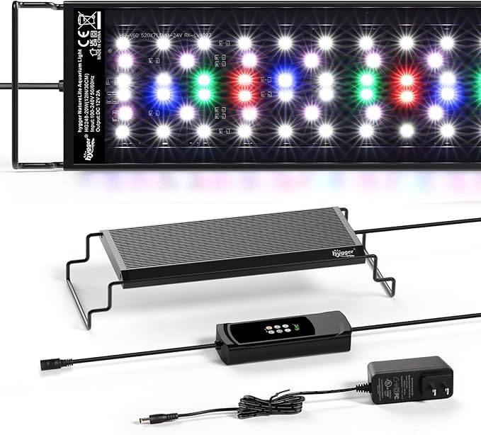 hygger Aquarium Light, 20W Full Spectrum Fish Tank LED Light, 24/7 Remote Control Adjustable Timer, Brightness and Color, Extendable Bracket, Power-Off Memory Plant Growth Lamp, Fits 12-18 Inch Tank