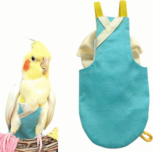 Bird Flight Suits Diapers, Parrot Flight Suits Diapers for Quaker Parakeets Cockatiels Conures Macaw African Grey, Bird Diaper, Parrot Clothes (Blue,Sulphur-Crested Cockatoo)