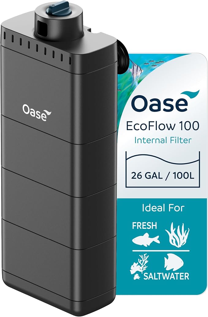 Oase EcoFlow 100 Internal Aquarium Filter – Quiet Submersible Multi-Stage Filter (Biological & Mechanical), Custom Flow, Easy-Clean Modules, for Freshwater, Saltwater Tanks up to 26 Gal (100L)