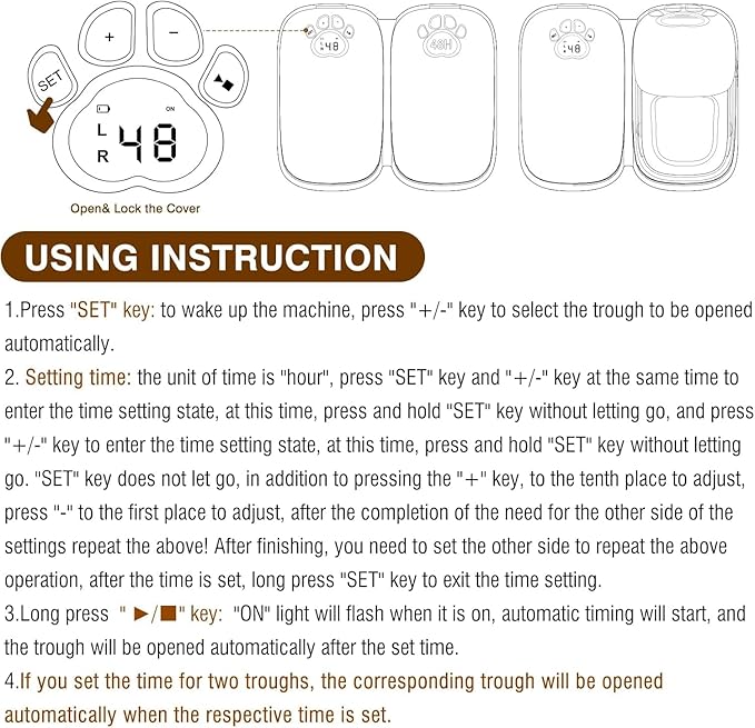 Automatic Wet Food Cat Feeder, 1-48 Hours Smart Timer Pet Feeder with LED Display for 2 Cats, Dry or Semi-Moist Pet Food Dispenser for Kitten and Puppy