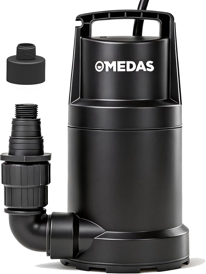 MEDAS Portable Sump Pump for Swimming Pool, Garden Pond, Basement Water Removal with 10ft Power Cord 1HP 4950GPH