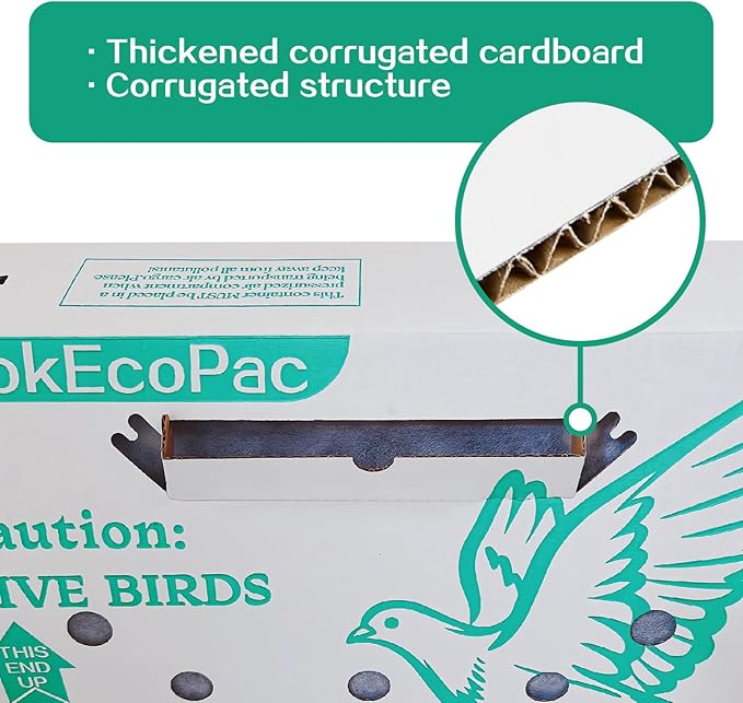12 Pack Single Live Bird Shipping Boxes, Live Chicken Shipping Boxes, Poultry Shipping Boxes has Ventilation Openings, Cardboard Pet Carrier for Chicken, Bird, Duck, Pigeons, Canaries 17.7x7.8x11.8 in