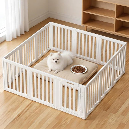 Dog Playpen, Clear Dog Pen, Dog Pen Indoor, Easy to Install and Remove Dog Play Pen, Puppy Playpen Suitable for Dogs, Cats,Dog Playpen Indoor (White, 30.3 inch Height, 12 Panels)
