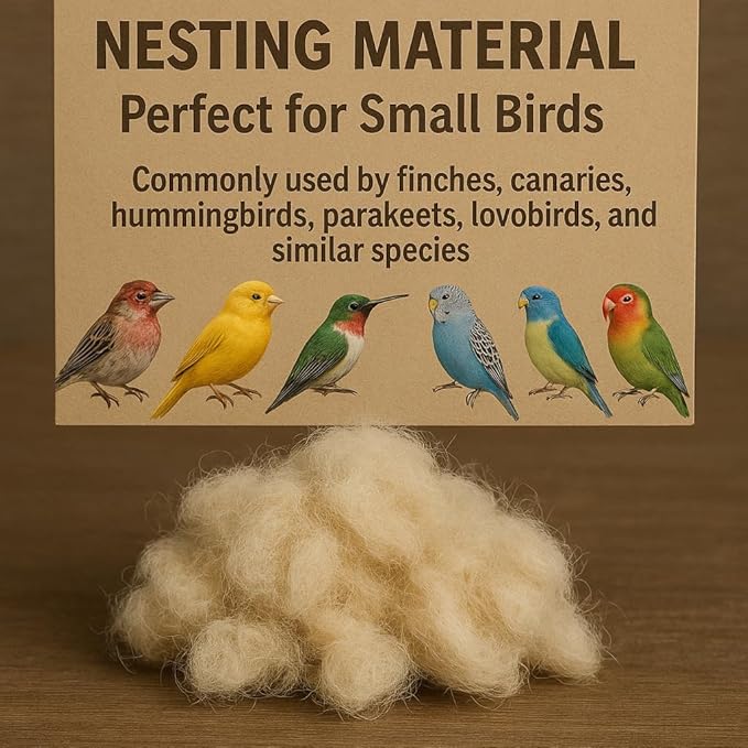 Natural Kapok Bedding for Small Birds & Pets | 2.1oz Ultra Soft Nesting Material for Finch, Canary, Parakeets, Hamsters, Sugar Gliders, Rabbits, Squirrels & Mice | Safe Plant-Based Eco Nest Fiber