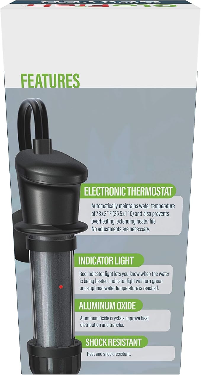 GloFish Submersible Heater 50 Watts, for Aquariums Up to 10 Gallons, UL Listed,Black (Pack of 5)