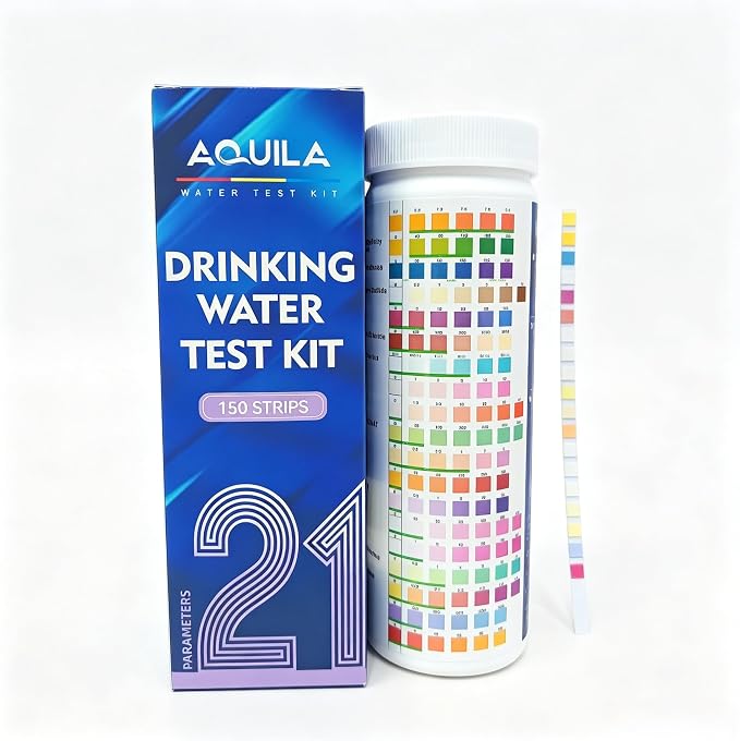 Drinking Water Test Kit 21 in 1, 150CT Water Testing Strips for Home Tap | Well Pool Fish Tank City Water Tester for Hardness, pH, Iron, Copper, Chlorine, Nitrite, Lead, Alkalinity, Flouride, & More