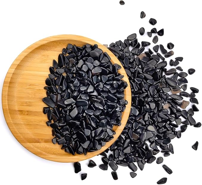WAYBER Natural Crushed Black Obsidian, Decorative Gravel Stones, 1 Pound | Toxin-Free, Fade-Resistant, Ideal for Reiki Healing, DIY Crafts, Vase Filler, Aquarium & Bonsai Decoration