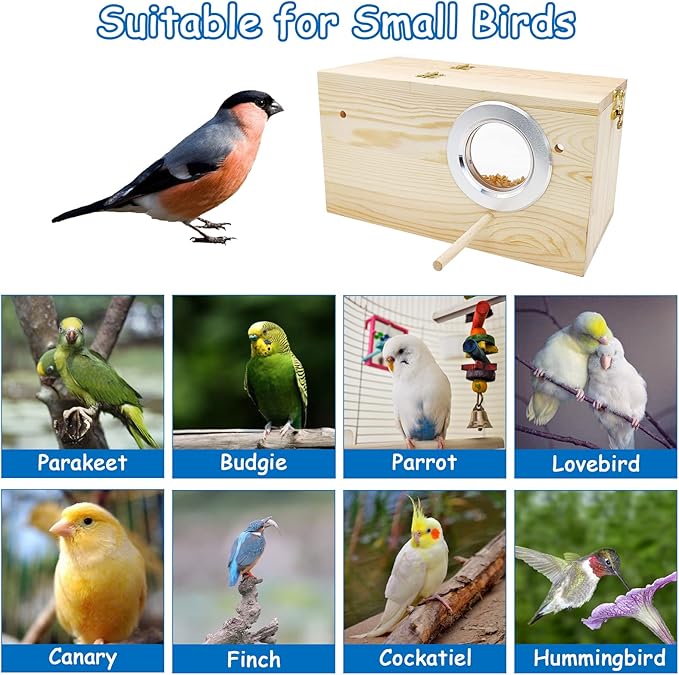 BNOSDM Parakeet Nesting Box Transparent Bird Nest Breeding Box with Perch (M)