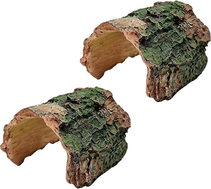Tfwadmx Betta Log 2 Pack Resin Hollow Tree Trunk Ornament Reptile Hideout Aquarium Cave Ornament Terrarium Tank Decoration for Fish Shrimp or Small Reptile Turtle Tarantula Spider Hermit Crab