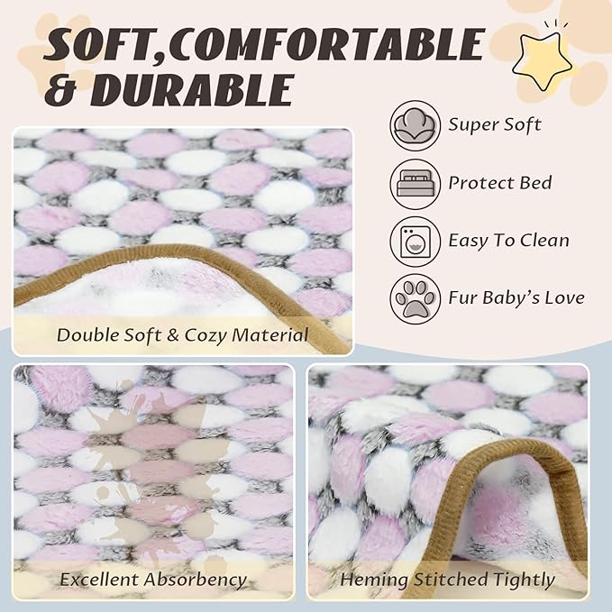 YedsIntu 6 Pcs Washable Guinea Pig Blankets Absorbent Small Animal Fleece Bedding Cage Liners Reusable Pet Pee Pad Sleep Mat Pad Cover for Hamster Ferret Rabbit Chinchilla Hedgehog (24" x 35")