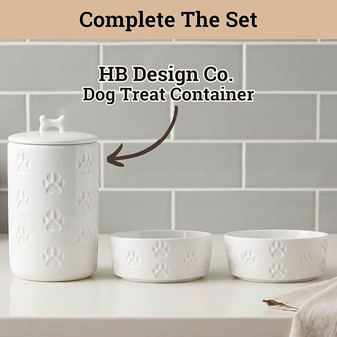 Ceramic Dog Bowl Set of 2 with Anti-Skid Base - 5.5" Wide x 2" Tall Ceramic Dog Bowls for Small Dogs - 2 Cup Capacity Food and Water Bowls for Dogs - Rubber Bottom Pet Bowl Set of 2 for Small Pets