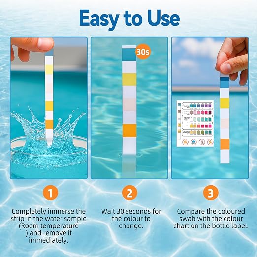Pool Test Strips 150 Pcs, 5 in 1 Spa & Hot Tub Test Strips, Quick & Accurate Pool Water Testing Kit Accurate PH, Free Chlorine, Bromine, Total Alkalinity & Hardness(150PCS)