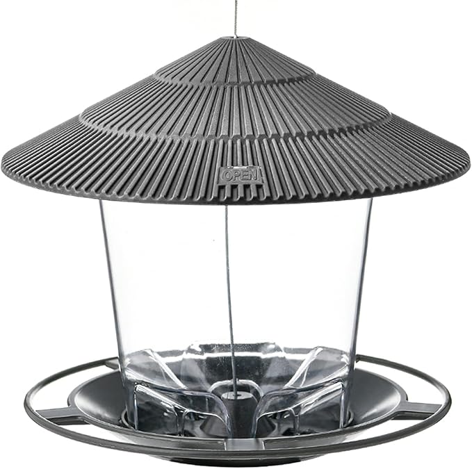 Hanizi Bird Feeder Outdoor Hanging for Wild Bird Seed, Grey