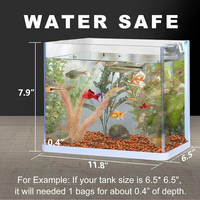Keedolla 2 lbs/900g Aquarium Sea Glass Pebble Stones, 6-9mm Fish Tank Gravel Marble Rock for Aquarium, Fish Turtle Tank, Vase Fillers, Garden - Amber
