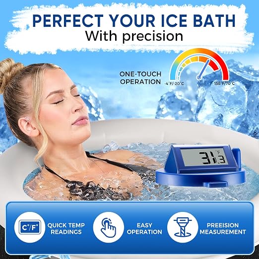 Solar Wireless Floating Pool Thermometer - Upgraded IPX8 Waterproof Easy Read Digital Thermometer with Time, Indoor Temperature & Humidity Monitor for Swimming Pools, Spas, Hot Tubs (Dark Blue 1pack)