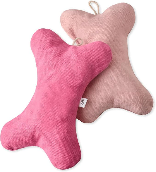 Pet Passion 2-Pack Stuffed Bones Dog Toys Durable Cotton Canvas with Coconut Fill for All Pet Breeds, Pink Ombre, One Size