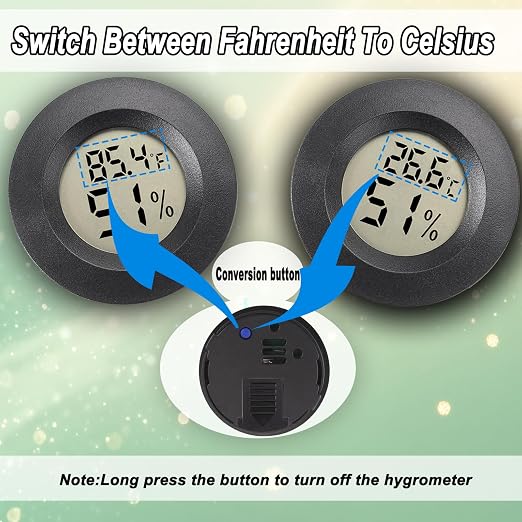Hygrometer Thermometer Digital Humidity Meter 2 Pack | Mini Size,℉/℃ Conversion Indoor/Outdoor Humidity Monitor Reptile Thermometer For Greenhouse Garden Cellar