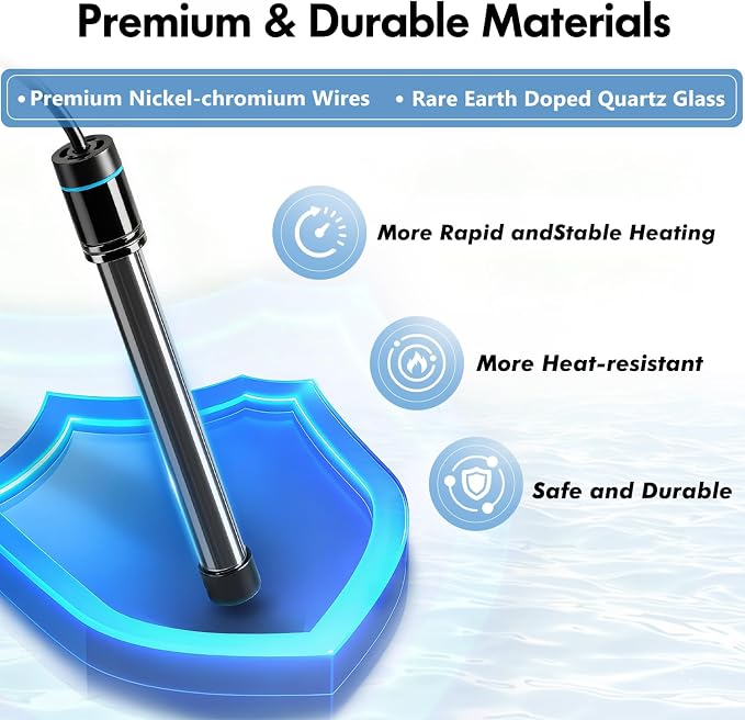 Orlushy Submersible Aquarium Heater, Fish Tank Heater with Free Thermometer for Freshwater and Saltwater Tank