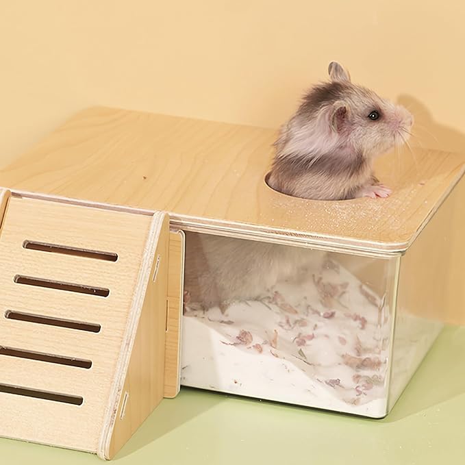 Ipetboom Hamster Sand Bath Kit Chinchilla Dust Bath House for Small Animals Transparent Reusable