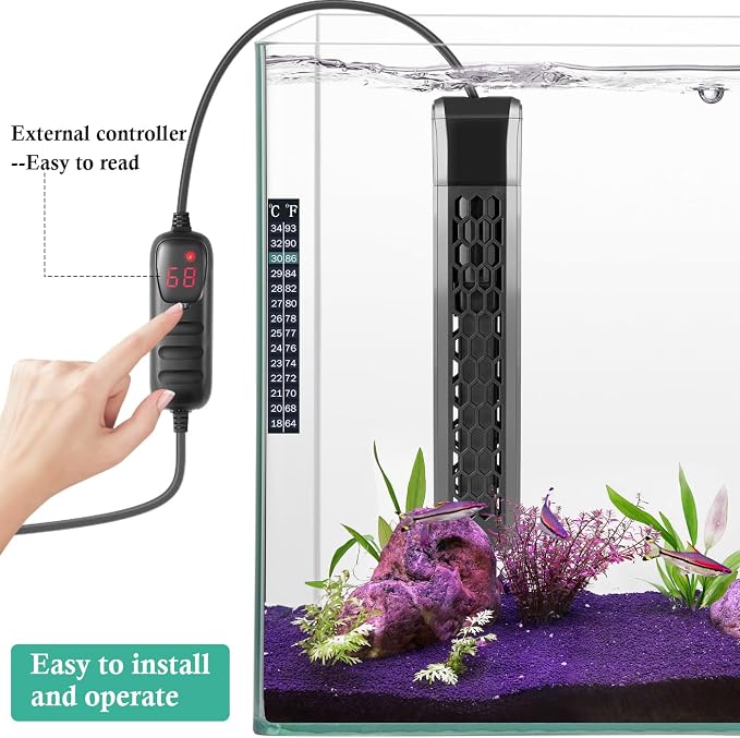 HITOP 400W Aquarium PTC Heater with Controller: Digital Heater for Fish Tank and Turtle Tank 55-100Gallon, Sturdy Heater with Removable Protective Cover
