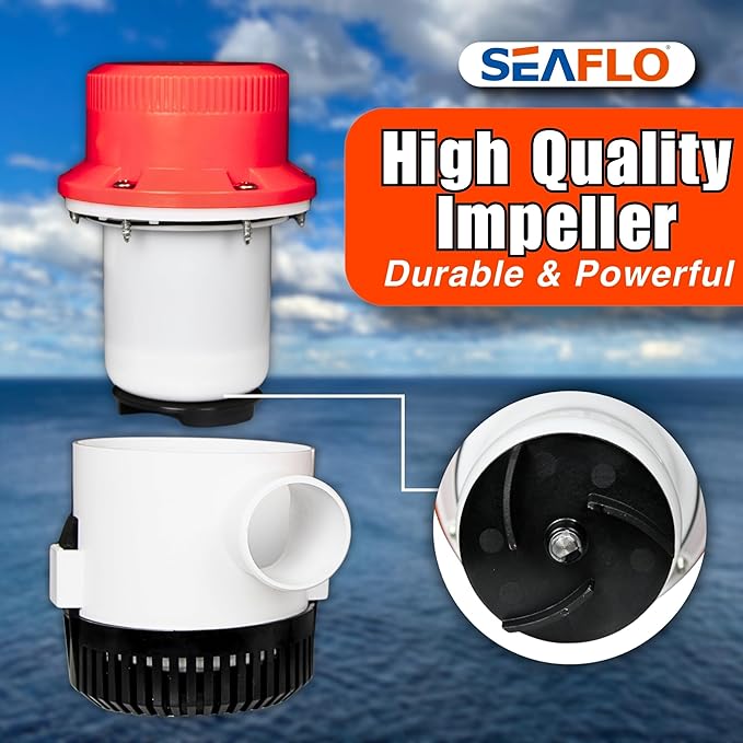 SEAFLO 01 Series 3700 GPH Bilge Pump – 12V, 1-1/2" Outlet, Marine Submersible Pump with Anti-Airlock Protection, CE & Rohs Certified, 4-Year Warranty | Reliable for Boats and Marine Applications