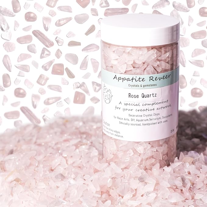 Rose Quartz & Clear Quartz Crystal Chips 2lb (2400+ Pcs)-5-8mm Jumbo Pack, Love & Clarity Healing Stones for Bulk Crafts, Resin Art & Decor