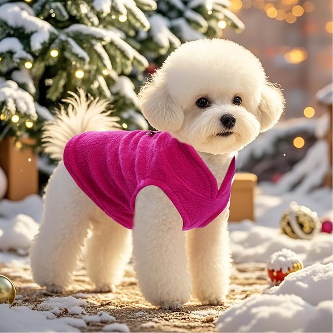 Rbenxia 1 Piece Dog Sweater with Leash Ring Soft Fleece Vest Dog Pullover Warm Jacket Pet Dogs Clothes Winter Dogs Outfits for Small Puppy Cat Pets (Rose Red, X-Small)