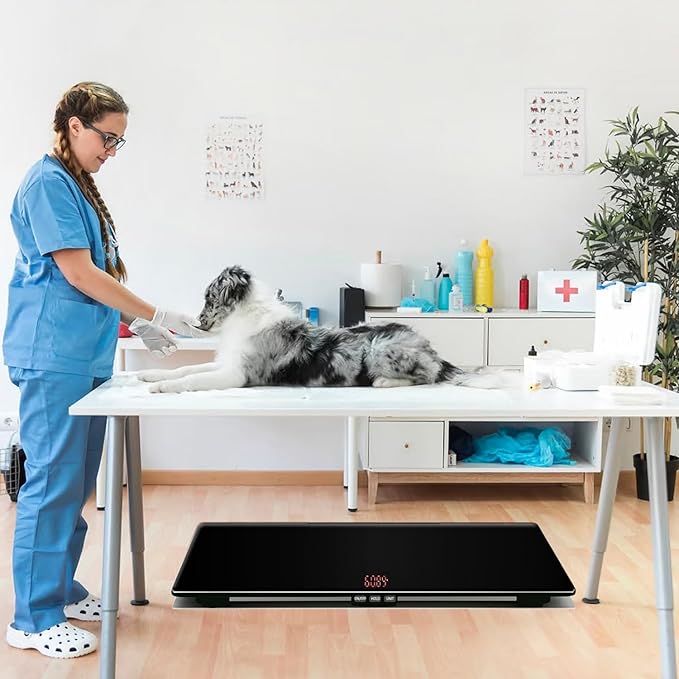 ONE-MI Extra Large Dog Scale & Postal Use - 220lbs Heavy Duty Dog Weight Scale with Tempered Glass Platform, 31.5" Veterinary Animal Scale for XL Breed Dogs, Packages & Veterinary Clinics (Black)