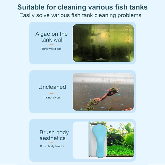 Magnetic Fish Tank Cleaner Double-Sided Magnetic Effective Algae Removal | Aquarium Fish Tank Scraper for Aquarium Glass Cleaning Double-Sided Effective Algae Removal Scraper Cleaner Tool