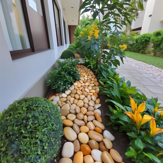 300 LBS River Rocks, StoneCreek, Decorative Garden Stones for Plant Landscaping, Polished Gravel Filler Pebbles for Home Decoration, Vases, Succulents, Flower Beds and Fish Tanks (Pale Yellow, Medium)