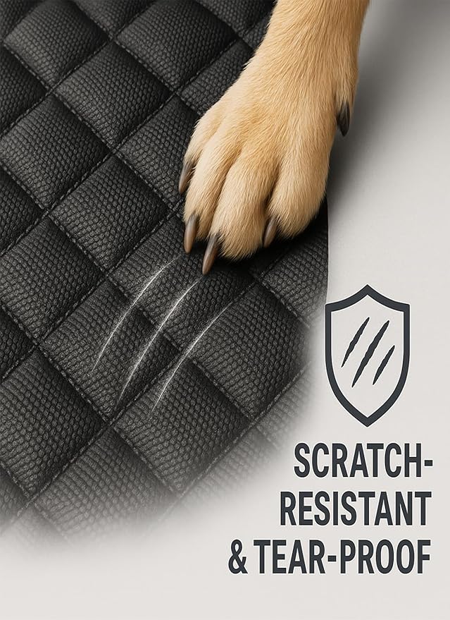fidozen Dog Car Seat Cover, Universal Fit, Waterproof, Breathable, Machine Washable, Pet Hammock with Storage Pocket, Black (Black, Large(59" W))