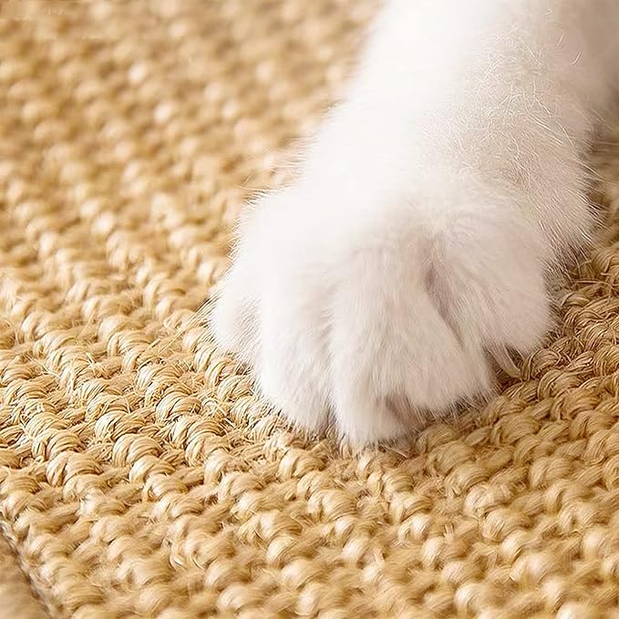 Graciadeco Carpet Cat Scratching Mat Sisal, 2 Packs Sisal Fabric Large 23.6" x 15.7" Scratching Pad for Indoor Cats with Adhesive Hook Loop Tape, Cat Scratching Rug Wall Scratchers for Indoor