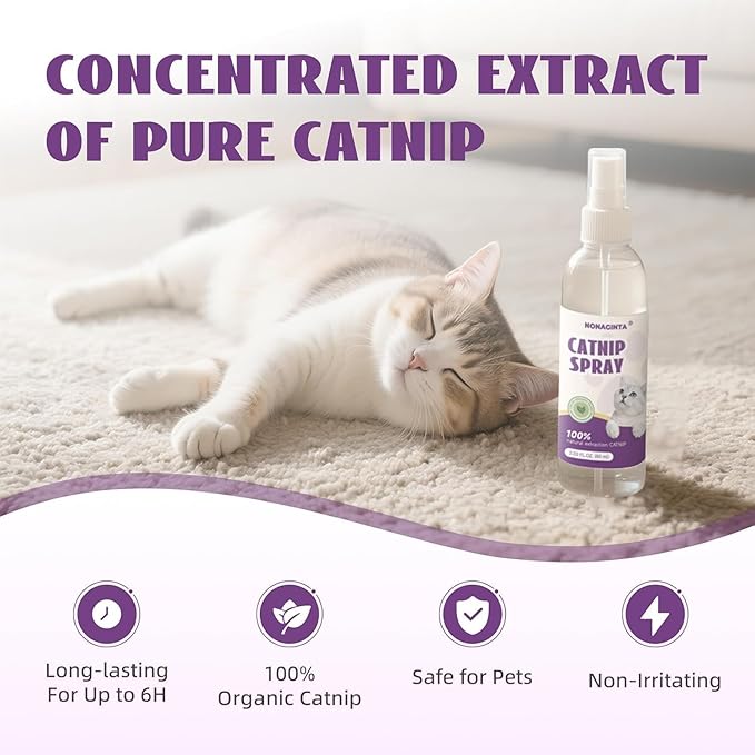 Catnip Spray for Cats, Catnip Mist for Indoor Cats - Organic Herbal Formula to Encourage Active Play & Renew Old Toys, 100% Natural & Safe (2 fl.oz)
