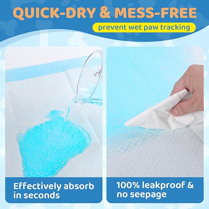 60-Pack Extra Large Dog Pee Pads 34"x28" Super Absorbent Leak-Proof Quick-Dry Puppy Pads Potty Training Pads for Dogs, XL Disposable Pet Pee Pads for Indoor Outdoor Use