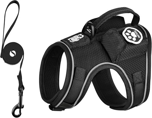 OneTigris Cat Harness and Leash - Escape Proof Soft Adjustable Cat Harness, Breathable, Comfortable, Durable Water-Resistant Tactical Vest with Reflective Strips and Pocket for Cat Tracker