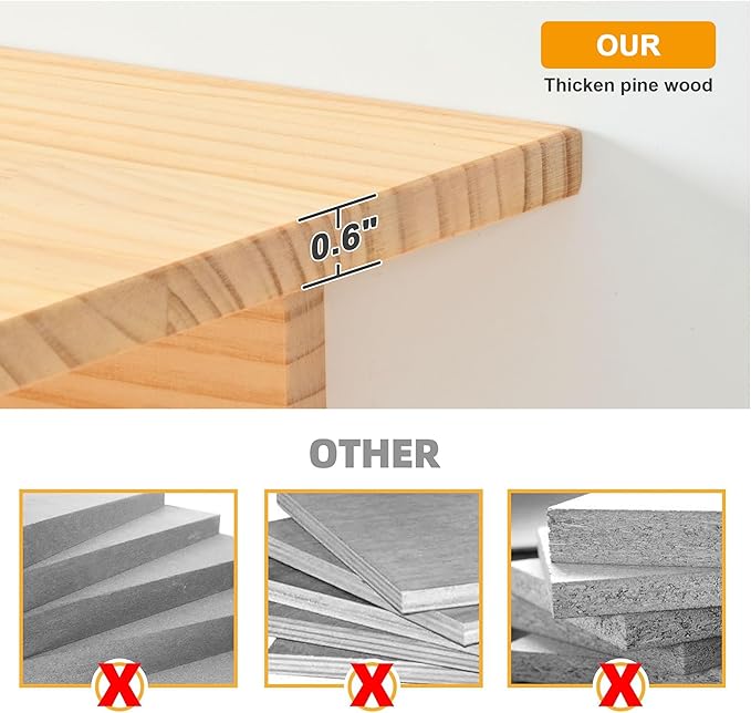 PETKABOO Cat Wall Shelves and Perches, Pine Wooden Cat Wall Furniture Climbing Shelves with Climber, Condo, Scratching Post, Ladder & Platform