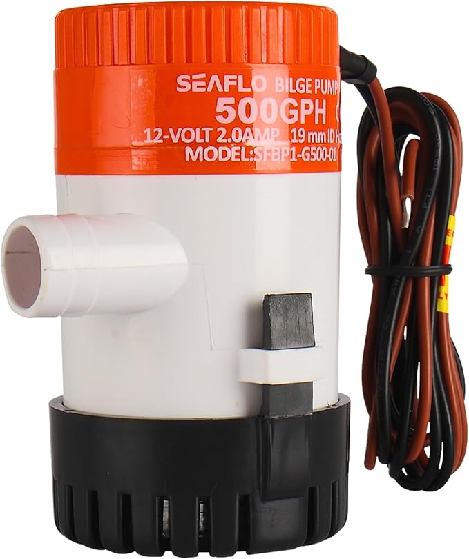 SEAFLO 01 Series 500 GPH Bilge Pump – 12V, 3/4" Outlet, Marine Submersible Pump with Anti-Airlock Protection, CE & Rohs Certified, 4-Year Warranty | Reliable for Boats and Marine Applications
