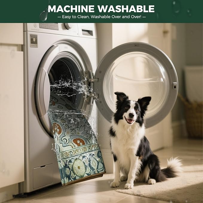 FXW Washable Pee Pads for Dogs, Puppy Pads with Super Absorbent, Specifically Designed for 48inch Cages, 29" x 47" Rectangle, Boho Beige, 2 Packs