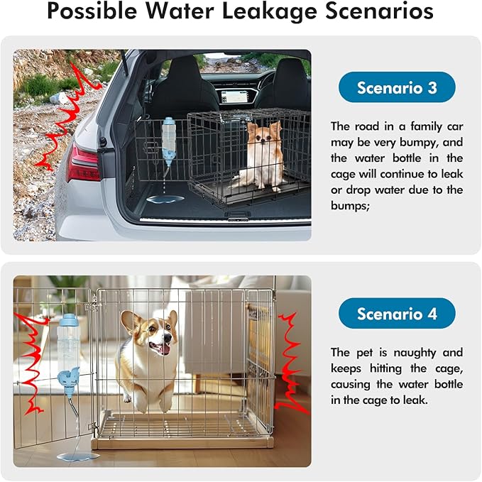 Vannon Dog Water Dispenser for Cage, 20oz Auto Feeding Crate Water Bottle for Dogs, Cats & Rabbits, Pet Nozzle Diameter: 12mm, BPA Free, Blue