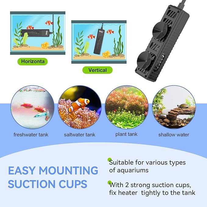 hygger Nano Submersible Aquarium Heater for 3-8 Gallon Fish Tank Betta Heater with Digital Display, Adjustable Temperature Controller 30Watt