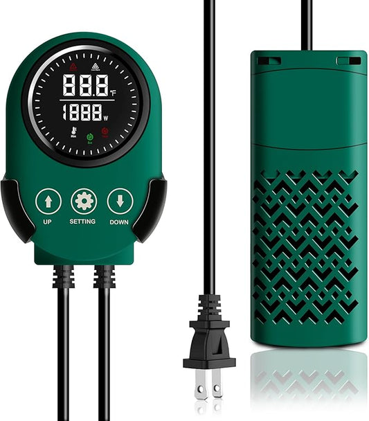 500W Smart Aquarium Heater Submersible with Variable-Frequency Energy Savings, Dual Probes for Leaving Water Automatically Stop, PTC Tech for Overheat Protection, Adjustable for Freshwater, Saltwater