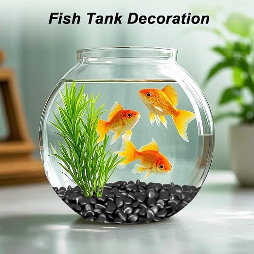 Garden Landscaping Stones, Black River Rocks, Decorative Ornamental Pebbles | Gravel Filler For Flower Bed, Fish Tank, Plants, Vases, Succulents, Indoor & Outdoor Home Decoration